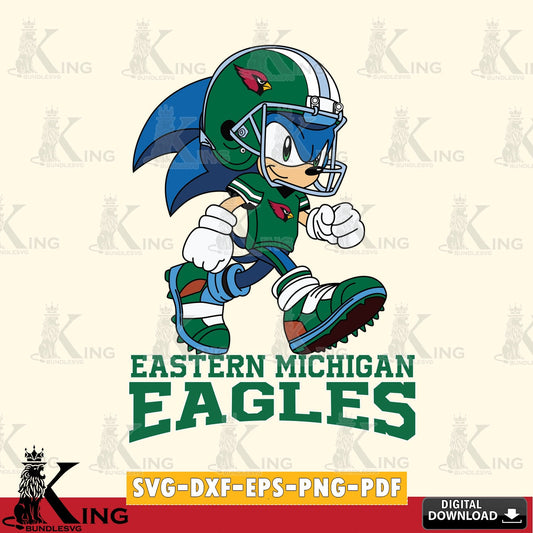 Vector design showing Eastern Michigan Eagles Sonic Ready Football SVG cut file for personalized gifts and laser projects