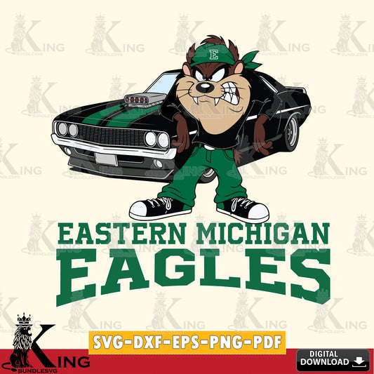 Eastern Michigan Eagles Taz Racing Car SVG file, Cut file  , Digital Download , Instant Download, Taz svg, NCAA svg