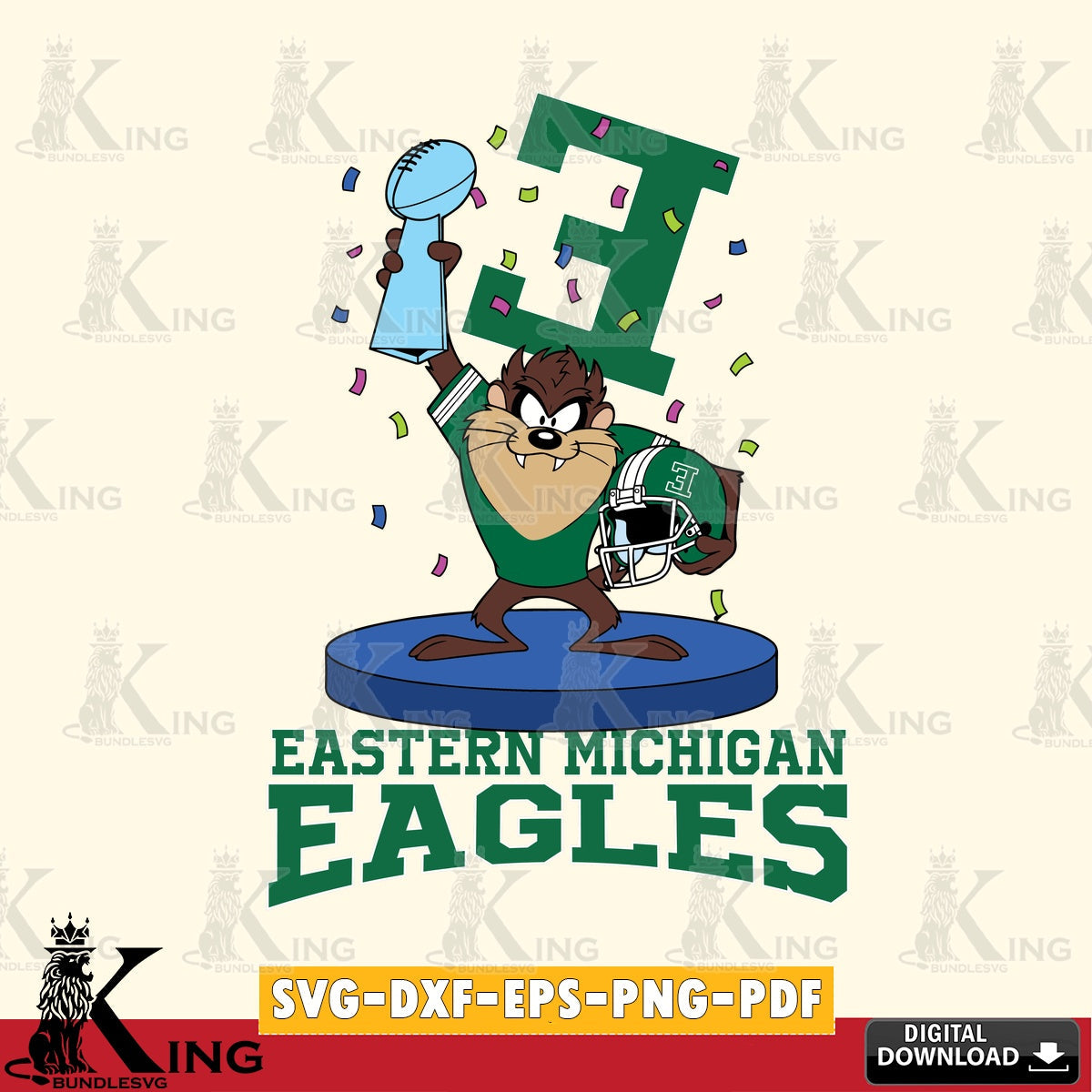 Eastern Michigan Eagles Taz Trophy Podium SVG file, Cut file  , Digital Download , Instant Download, Taz svg, NCAA svg