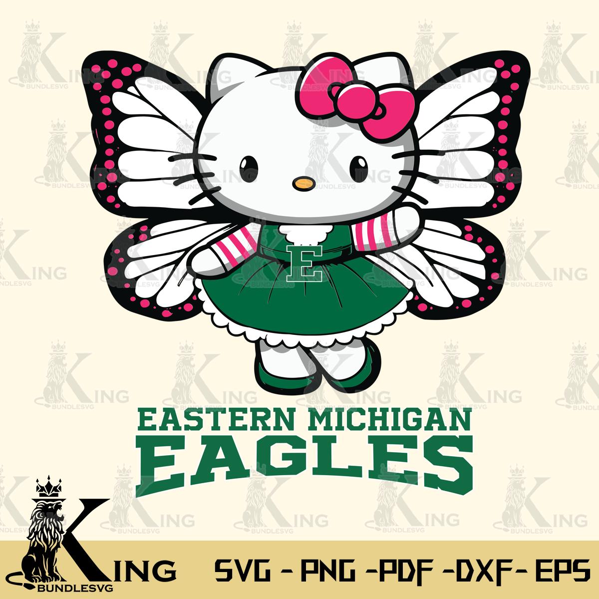 Eastern Michigan Eagles Whimsical Kitty Wings Svg Eps Dxf Png File, Digital Download