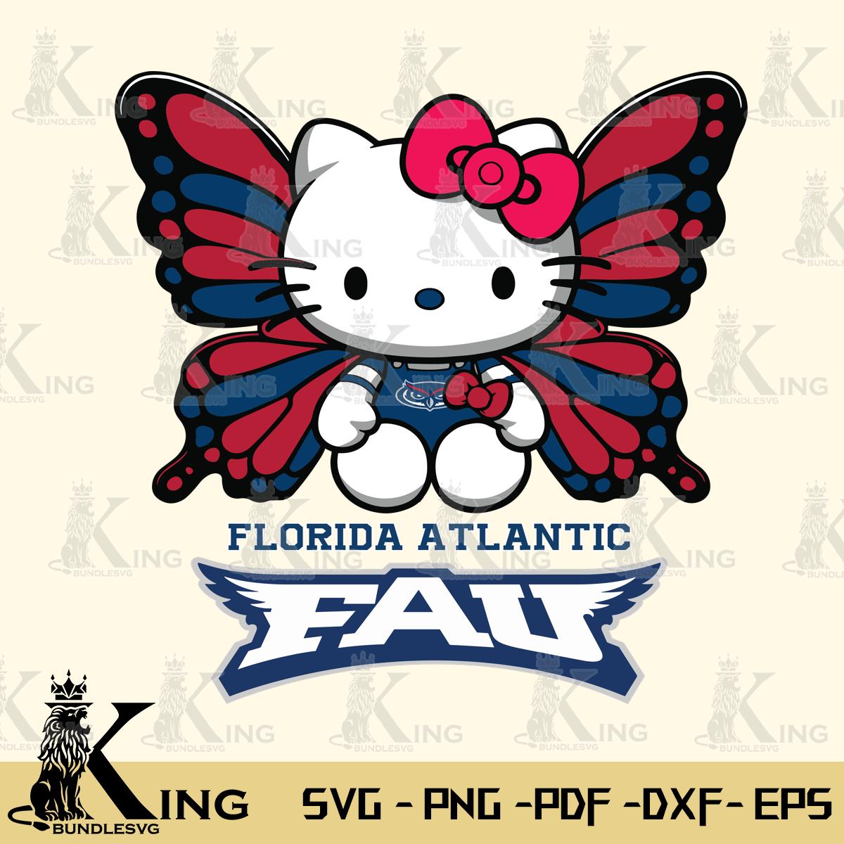 Florida Atlantic Owls Butterfly Kitty Delight Svg Eps Dxf Png File, Digital Download