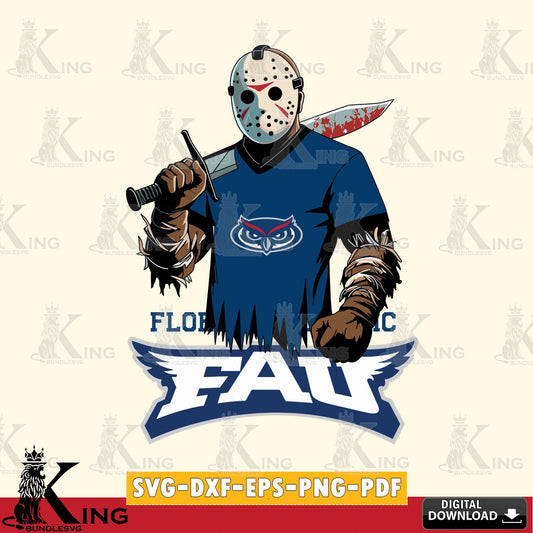 Vector design showing Florida Atlantic Owls Jason Voorhees Football, NCAA vector art for engraving, cutting, and printing.