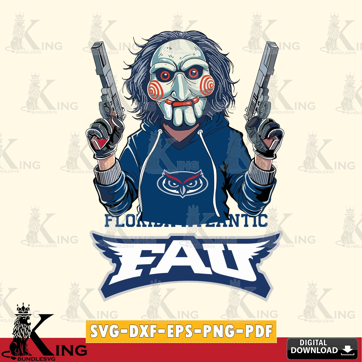 Digital clipart of Florida Atlantic Owls Jigsaw Billy Football for Cricut, NCAA SVG cut file for personalized gifts and laser