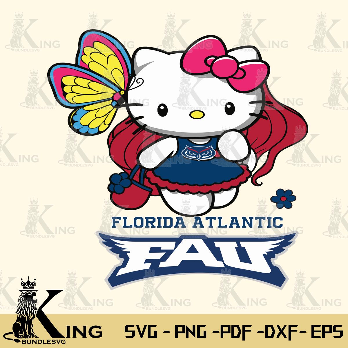 Florida Atlantic Owls Kitty Cartoon Svg Eps Dxf Png File, Digital Download