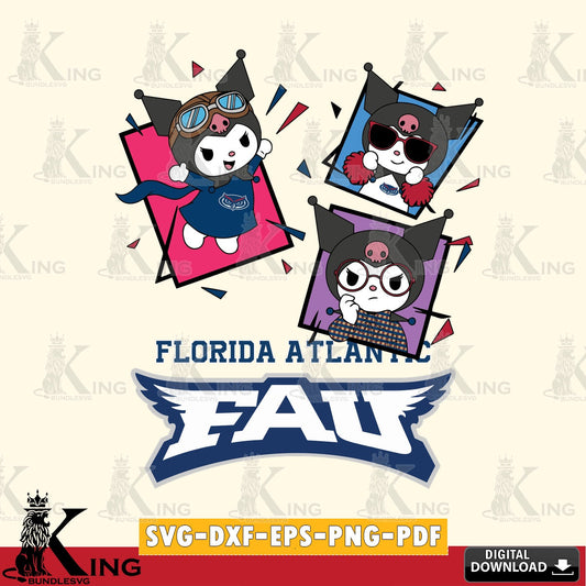 Florida Atlantic Owls Kuromi Action Football SVG file, Cricut, Cut file  , Digital Download , Instant Download, Sanrio svg, Clipart
