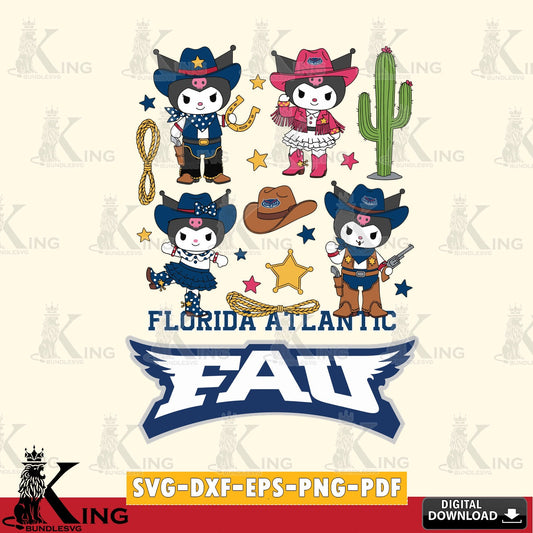 Florida Atlantic Owls Kuromi Cowboy Western SVG file, Cricut, Cut file  , Digital Download , Instant Download, Sanrio svg, Clipart
