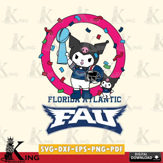 Florida Atlantic Owls Kuromi Football Champion SVG file, Cricut, Cut file  , Digital Download , Instant Download, Sanrio svg, Clipart