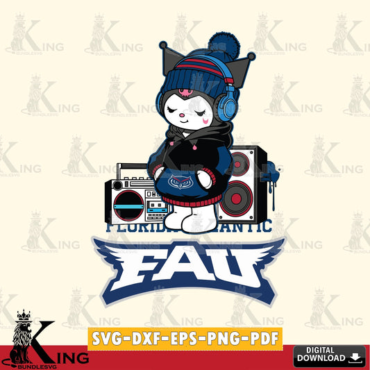 Florida Atlantic Owls Kuromi Football Music SVG file, Cricut, Cut file  , Digital Download , Instant Download, Sanrio svg, Clipart
