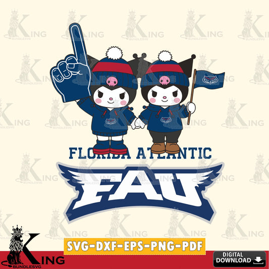 Florida Atlantic Owls Kuromi rugby Fan SVG file, Cricut, Cut file  , Digital Download , Instant Download, Sanrio svg, Clipart