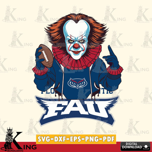 Digital clipart of Florida Atlantic Owls Pennywise player football, digital file for silhouette cameo and cricut projects
