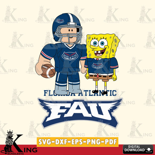 Florida Atlantic Owls Roblox & Spongebob Football SVG file , NCAA Cricut,  File cut , Digital Download , PDF File