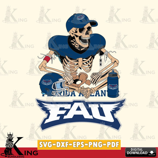 Printable art of a Florida Atlantic Owls skeleton football player, high-quality vector for DIY scrapbooking and home decor