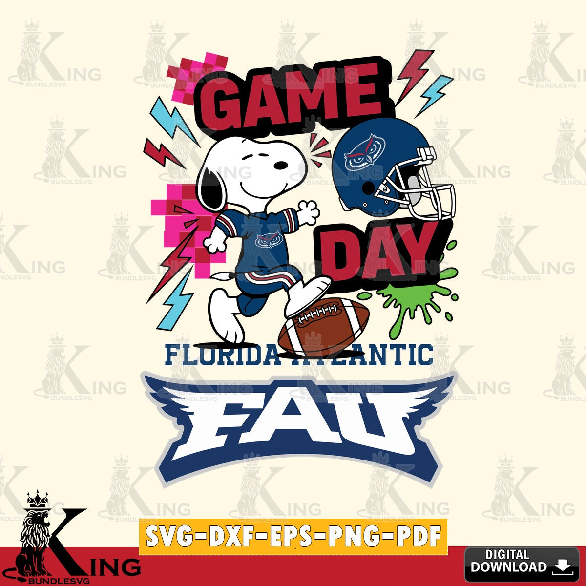 Florida Atlantic Owls Snoopy Game day SVG, Cricut, Cut file  , Digital Download , Instant Download, Peanuts svg, NCAA svg, Football svg, Sport svg