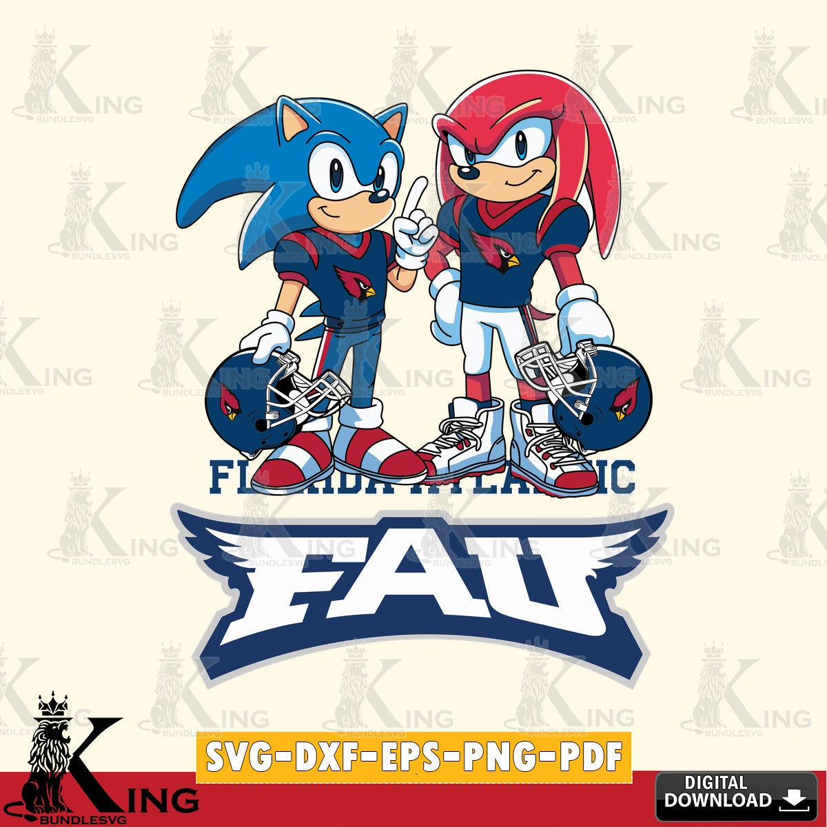 Florida Atlantic Owls Sonic And Knuckles Football SVG file, Vector , Digital Download , PDF File , Instant Download