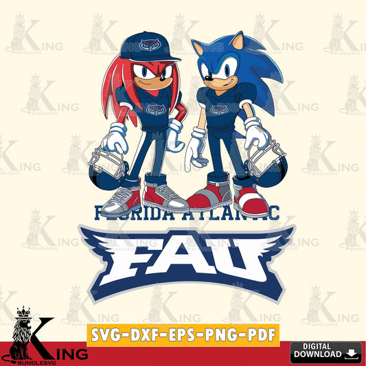 Unique artwork depicting Florida Atlantic Owls Sonic And Knuckles Player Football as a printable vector design for sublimation