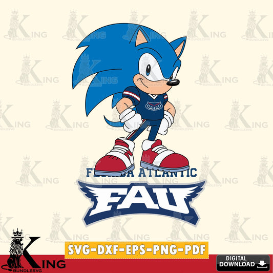 High-quality graphic of Florida Atlantic Owls Sonic Football Star Mascot digital file for silhouette cameo and cricut projects