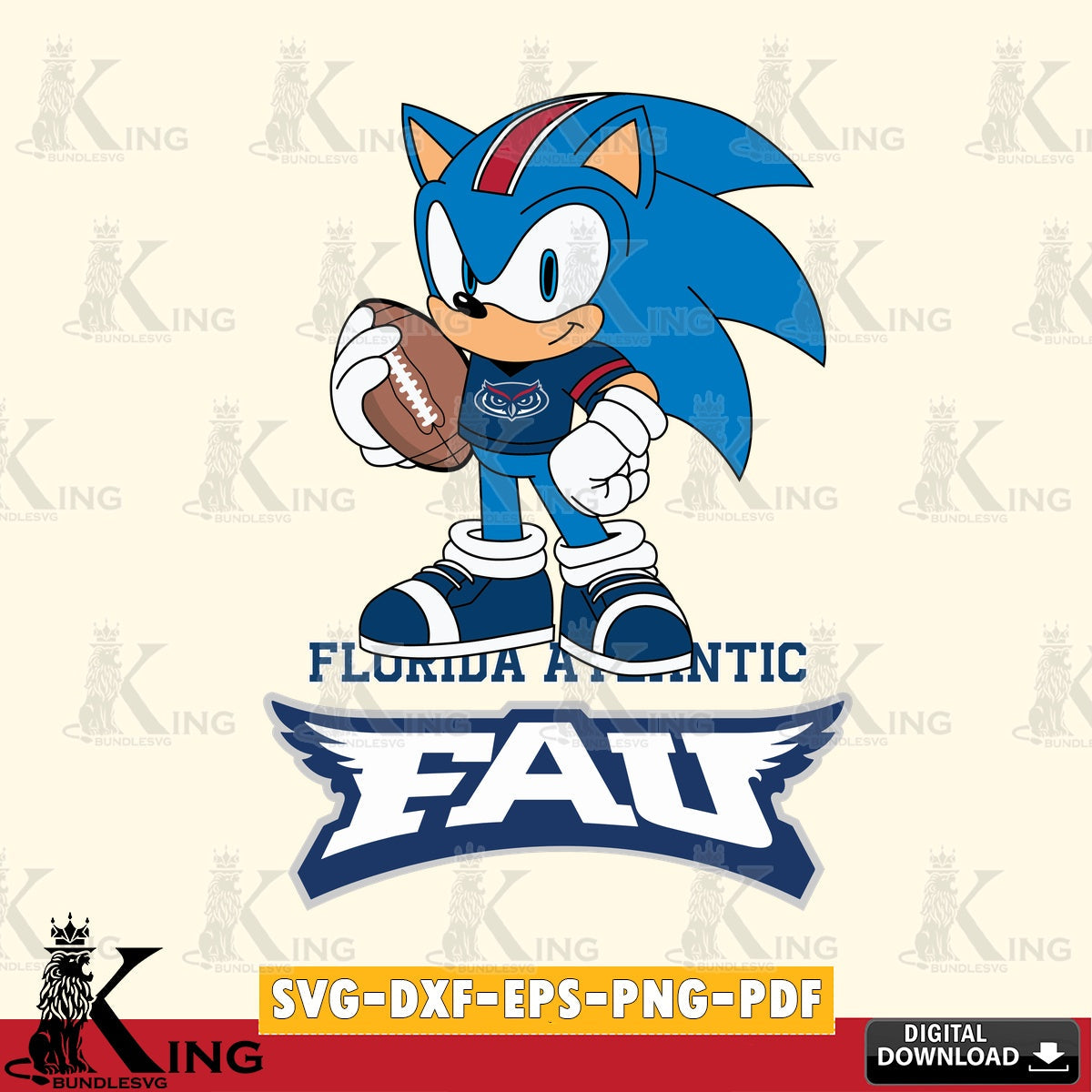 Detailed illustration of Florida Atlantic Owls Sonic Game Day ready, crafting file for iron-on transfer and vinyl decals.