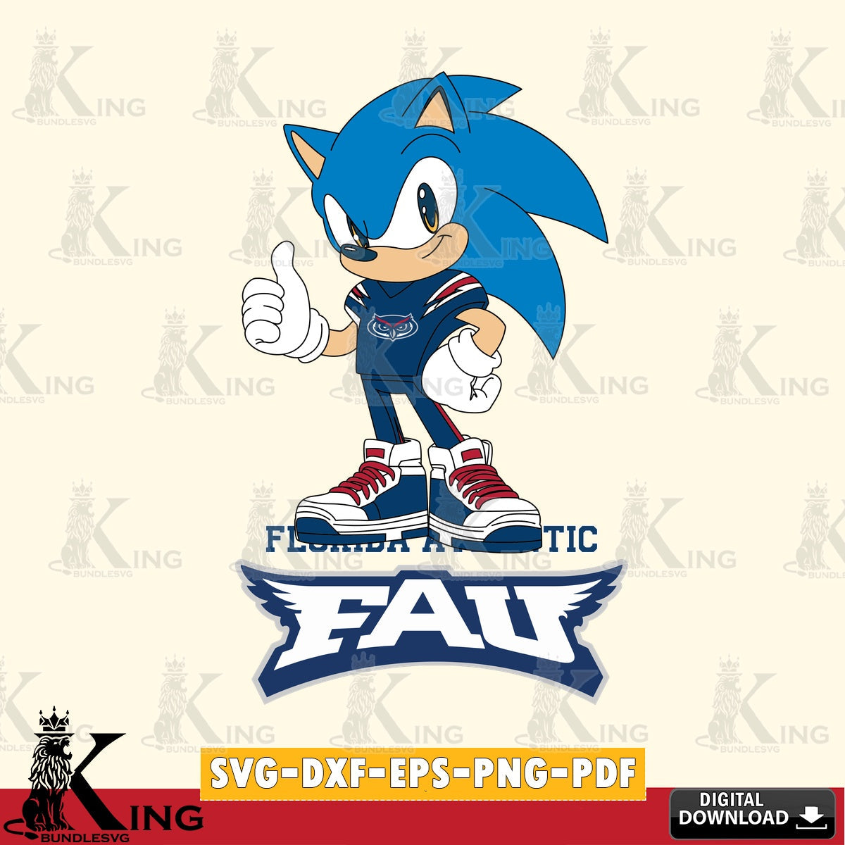 Printable art of Florida Atlantic Owls Sonic Like Football crafting file for iron-on transfer and vinyl decals