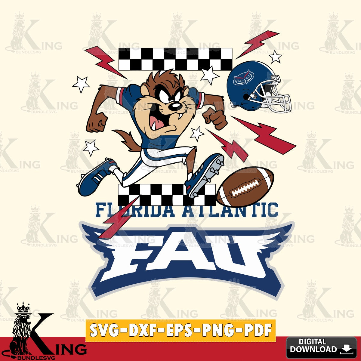 Florida Atlantic Owls Taz Football Lightning SVG file, Cut file  , Digital Download , Instant Download, Taz svg, NCAA svg