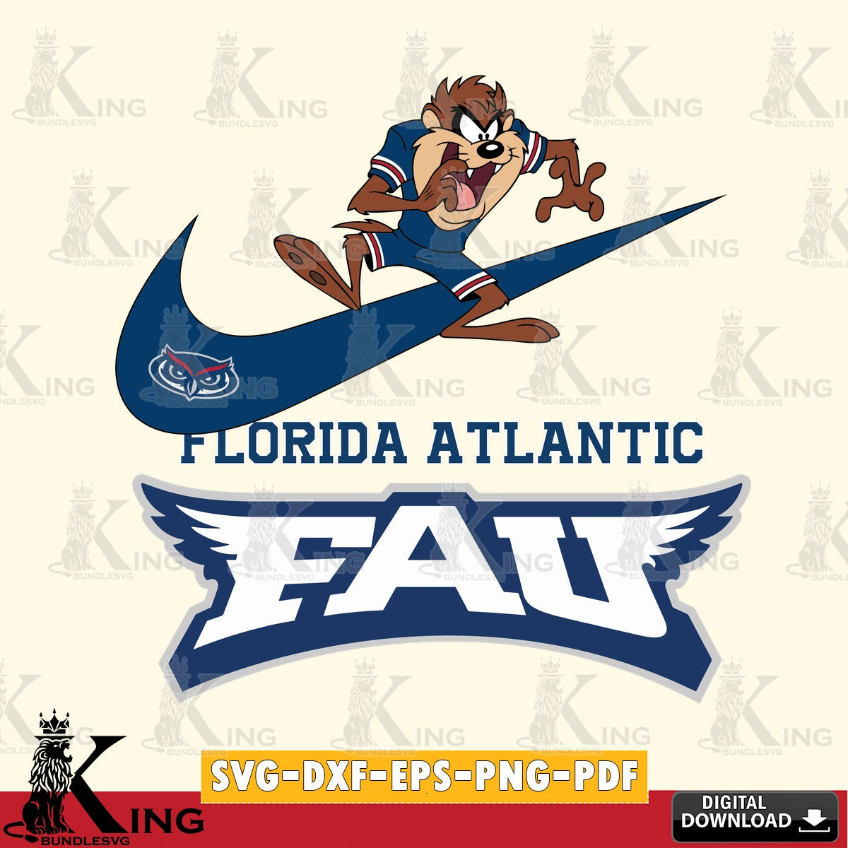 Florida Atlantic Owls Taz Football Nike SVG file, Cut file  , Digital Download , Instant Download, Taz svg, NCAA svg
