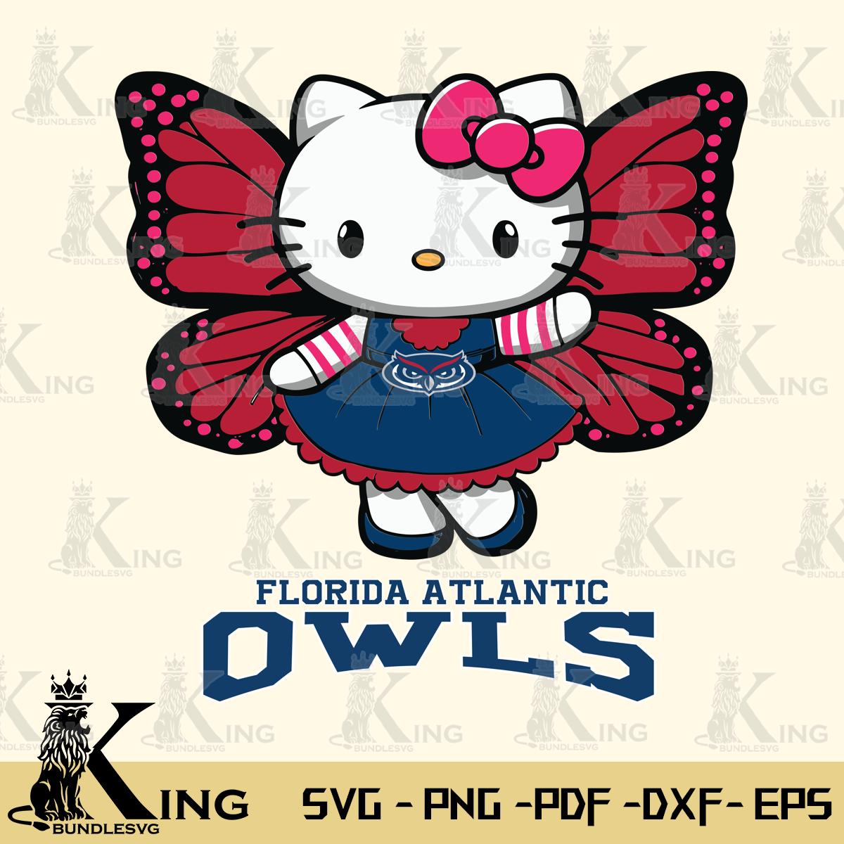 Florida Atlantic Owls Whimsical Kitty Wings Svg Eps Dxf Png File, Digital Download