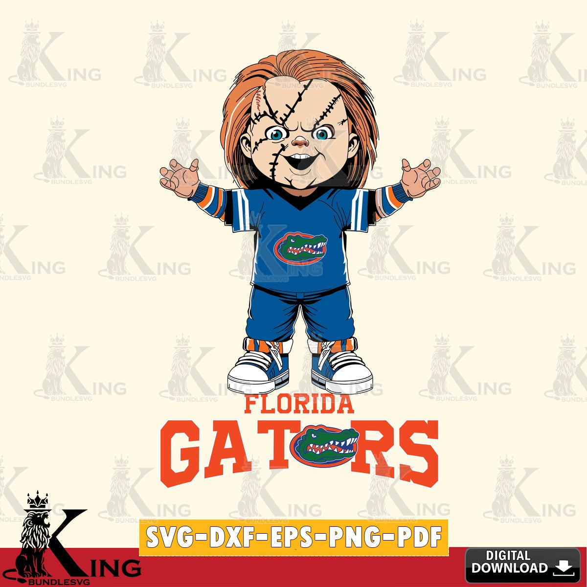 Stylish representation of Florida Gators Chucky Football, a digital clipart compatible with laser engraving and cutting