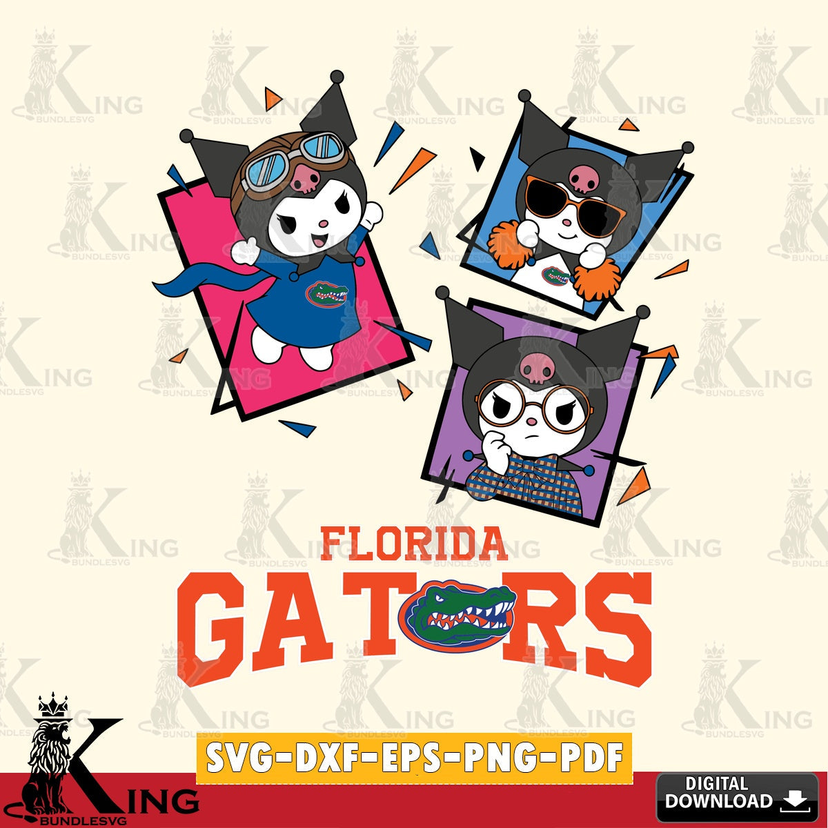Florida Gators Kuromi Action Football SVG file, Cricut, Cut file  , Digital Download , Instant Download, Sanrio svg, Clipart