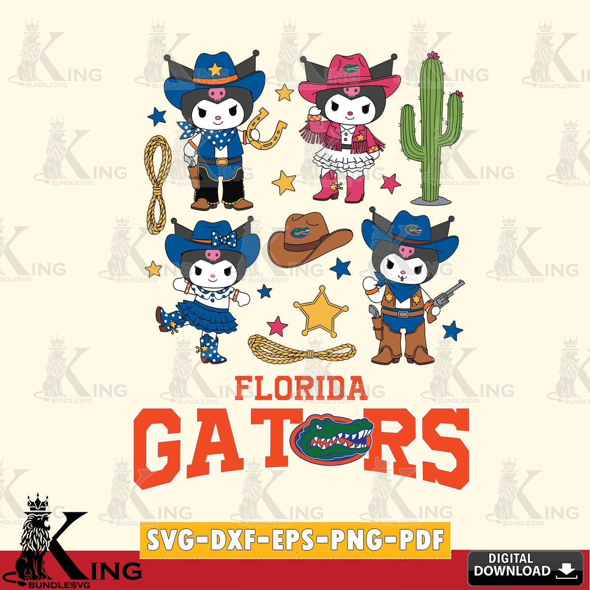 Florida Gators Kuromi Cowboy Western SVG file, Cricut, Cut file  , Digital Download , Instant Download, Sanrio svg, Clipart