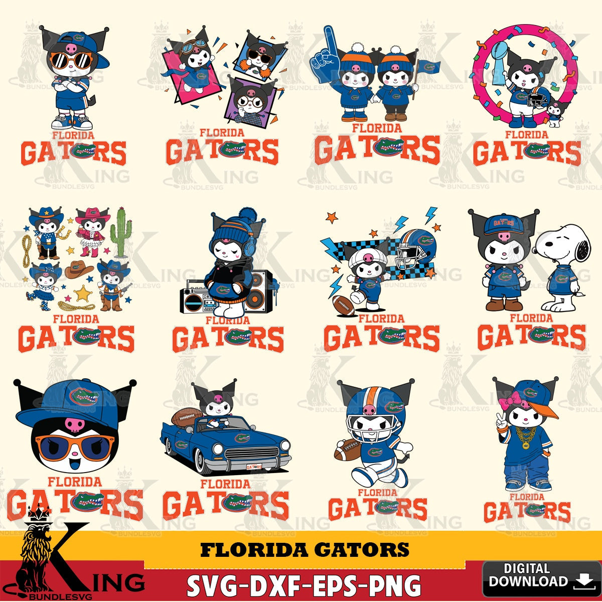 Florida Gators Kuromi Football Jersey NCAA Bundle SVG file, Cricut, Cut file  , Digital Download , Instant Download, Sanrio svg, Clipart