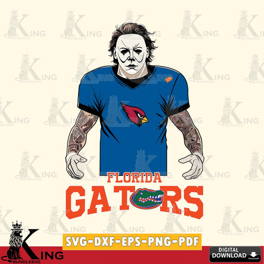 Beautiful illustration of a Florida Gators Michael Myers tattoo football, cut file ideal for vinyl projects and T-shirt printing