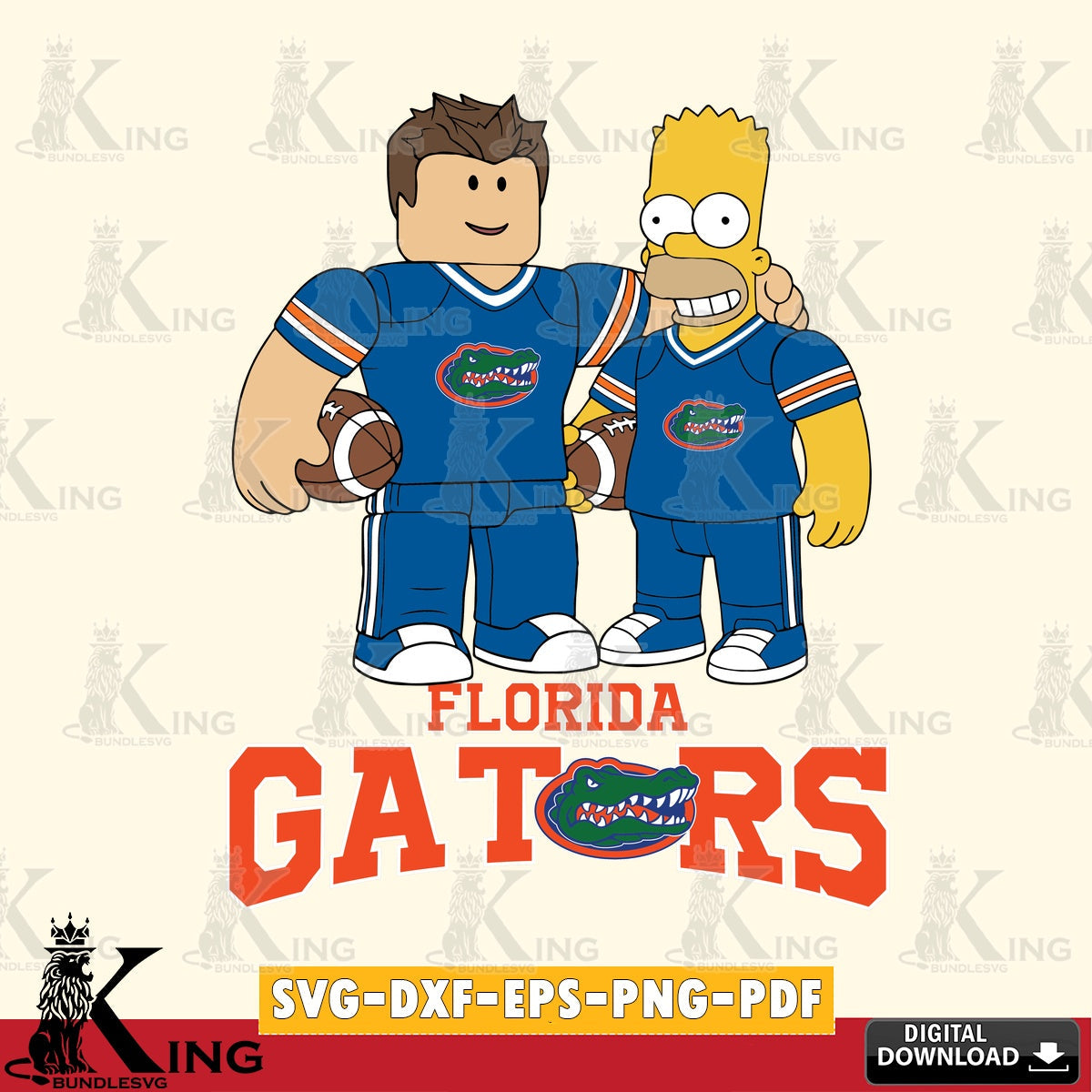 Florida Gators Roblox & Homer Simpson Football SVG file , NCAA Cricut,  File cut , Digital Download , PDF File