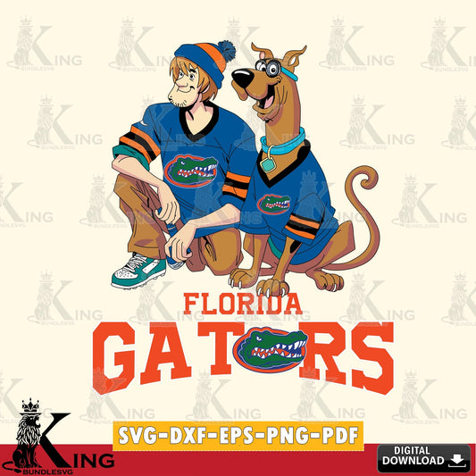 Modern graphic depicting Florida Gators Shaggy and Scooby Doo football, a cut file ideal for vinyl projects and T-shirt printing.