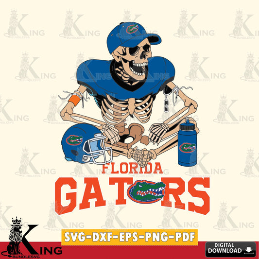 Custom design featuring a Florida Gators skeleton player playing football, SVG cut file for personalized gifts and laser projects