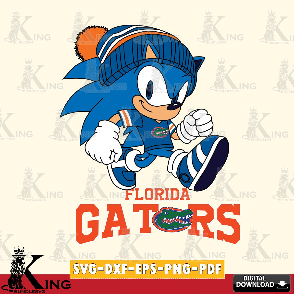 Hand-drawn style art of Florida Gators Sonic Football, crafting file for iron-on transfer and vinyl decals