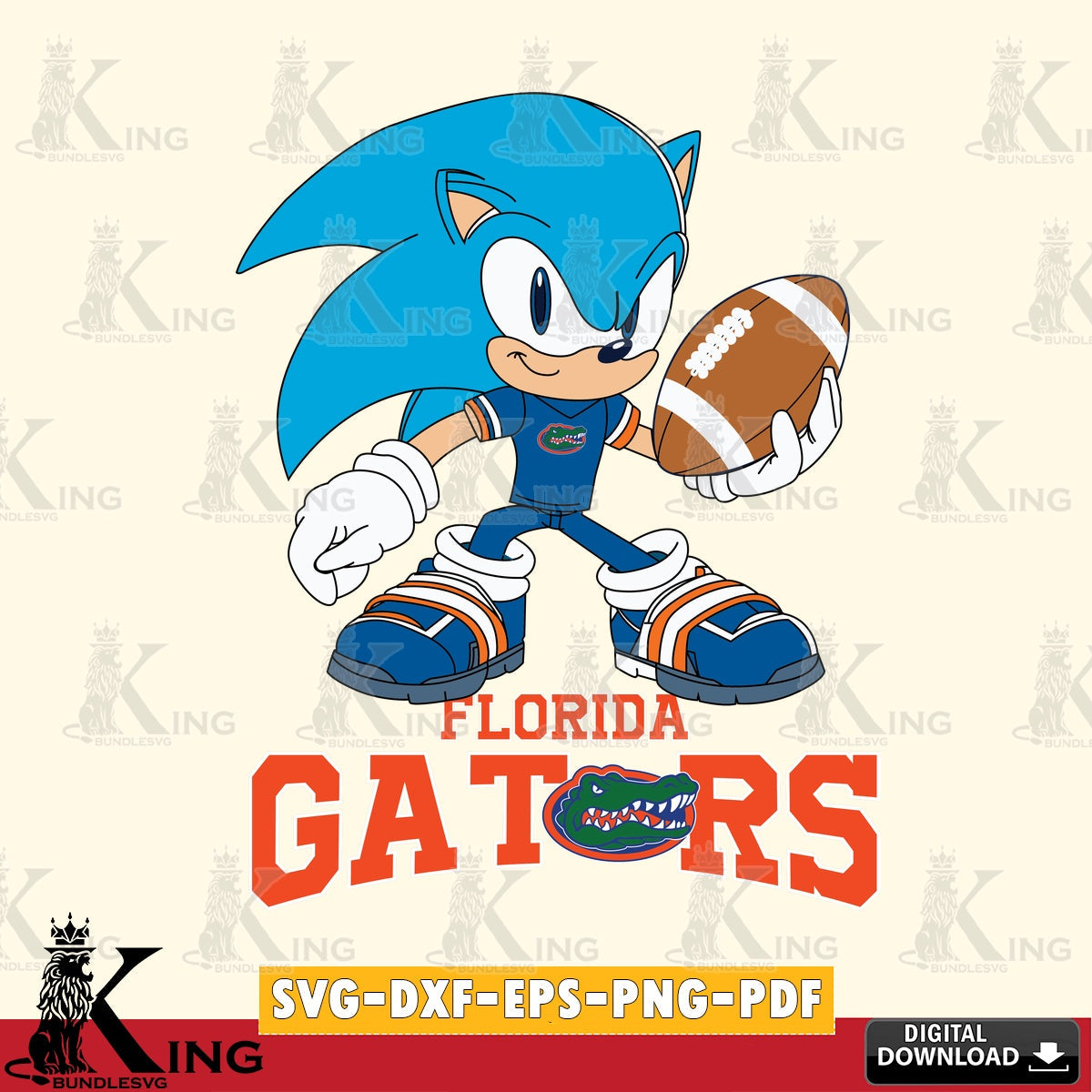 Digital download featuring Florida Gators Sonic Rugby PNG clipart for sublimation printing and graphic design