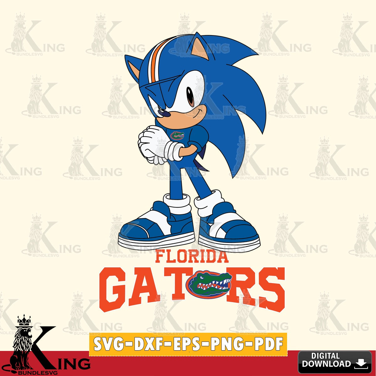 Vector design showing a cute Florida Gators Sonic Football, crafting file for iron-on transfer and vinyl decals.