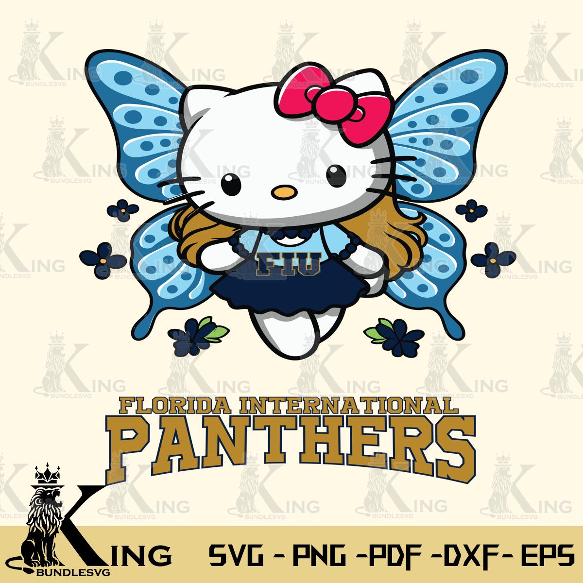 Florida International Panthers Butterfly Kitty Charm Svg Eps Dxf Png File, Digital Download