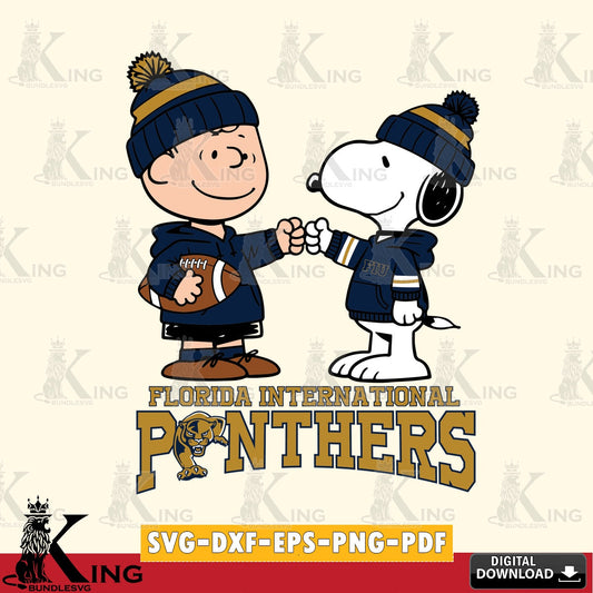 Florida International Panthers CharlieBrown Football Fist Bump SVG, Cricut, Cut file  , Digital Download , Instant Download, Peanuts svg, NCAA svg, Football svg, Sport svg