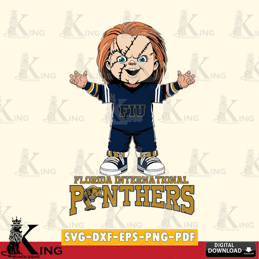 Artistic drawing of Florida International Panthers Chucky Football, crafting file for iron-on transfer and vinyl decals
