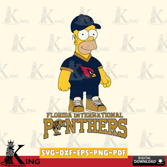 Creative design featuring Florida International Panthers Homer Simpson football, PNG clipart for sublimation printing and graphic