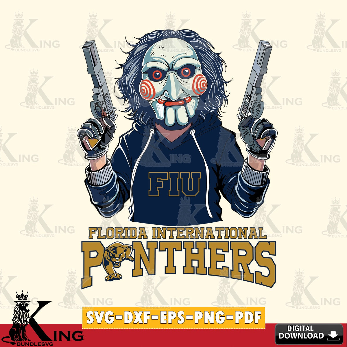 Digital download featuring Florida International Panthers Jigsaw Billy Football vector art for engraving, cutting, and printing.