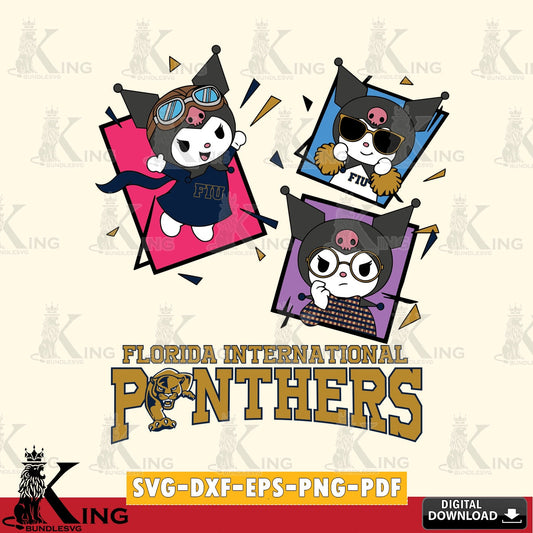 Florida International Panthers Kuromi Action Football SVG file, Cricut, Cut file  , Digital Download , Instant Download, Sanrio svg, Clipart