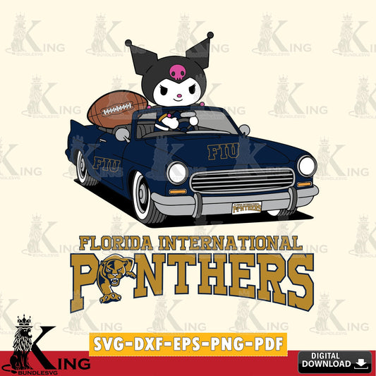 Florida International Panthers Kuromi Car Football Game SVG file, Cricut, Cut file  , Digital Download , Instant Download, Sanrio svg, Clipart