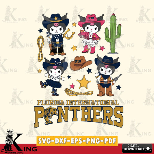 Florida International Panthers Kuromi Cowboy Western SVG file, Cricut, Cut file  , Digital Download , Instant Download, Sanrio svg, Clipart