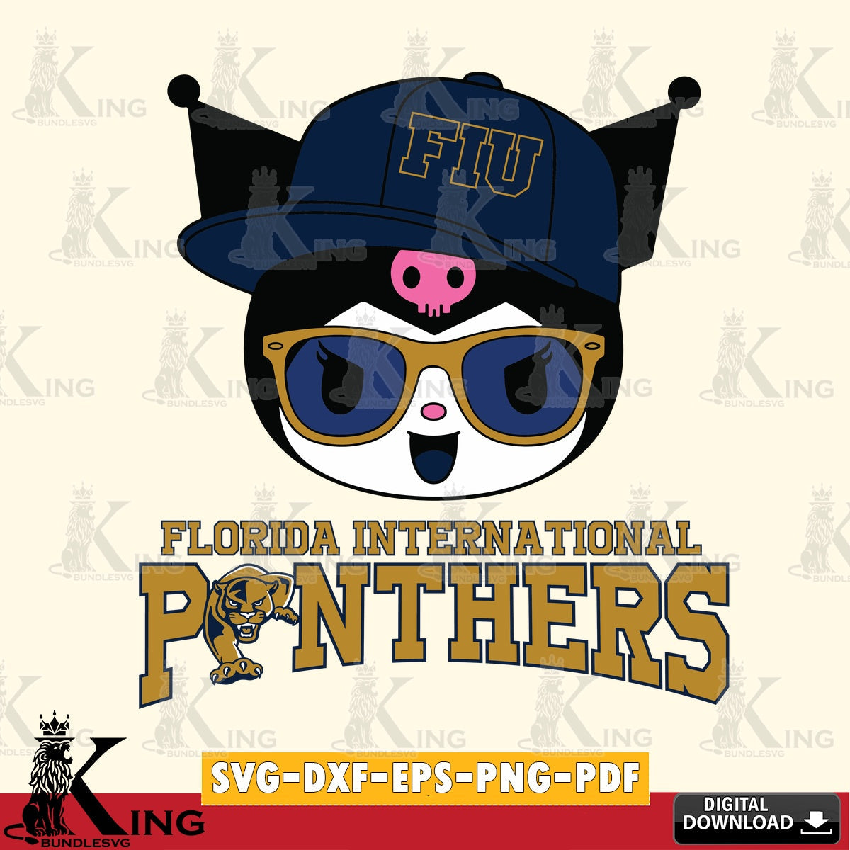 Florida International Panthers Kuromi Football Cool SVG file, Cricut, Cut file  , Digital Download , Instant Download, Sanrio svg, Clipart