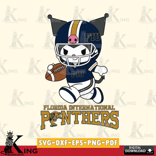 Florida International Panthers Kuromi Football Run SVG file, Cricut, Cut file  , Digital Download , Instant Download, Sanrio svg, Clipart