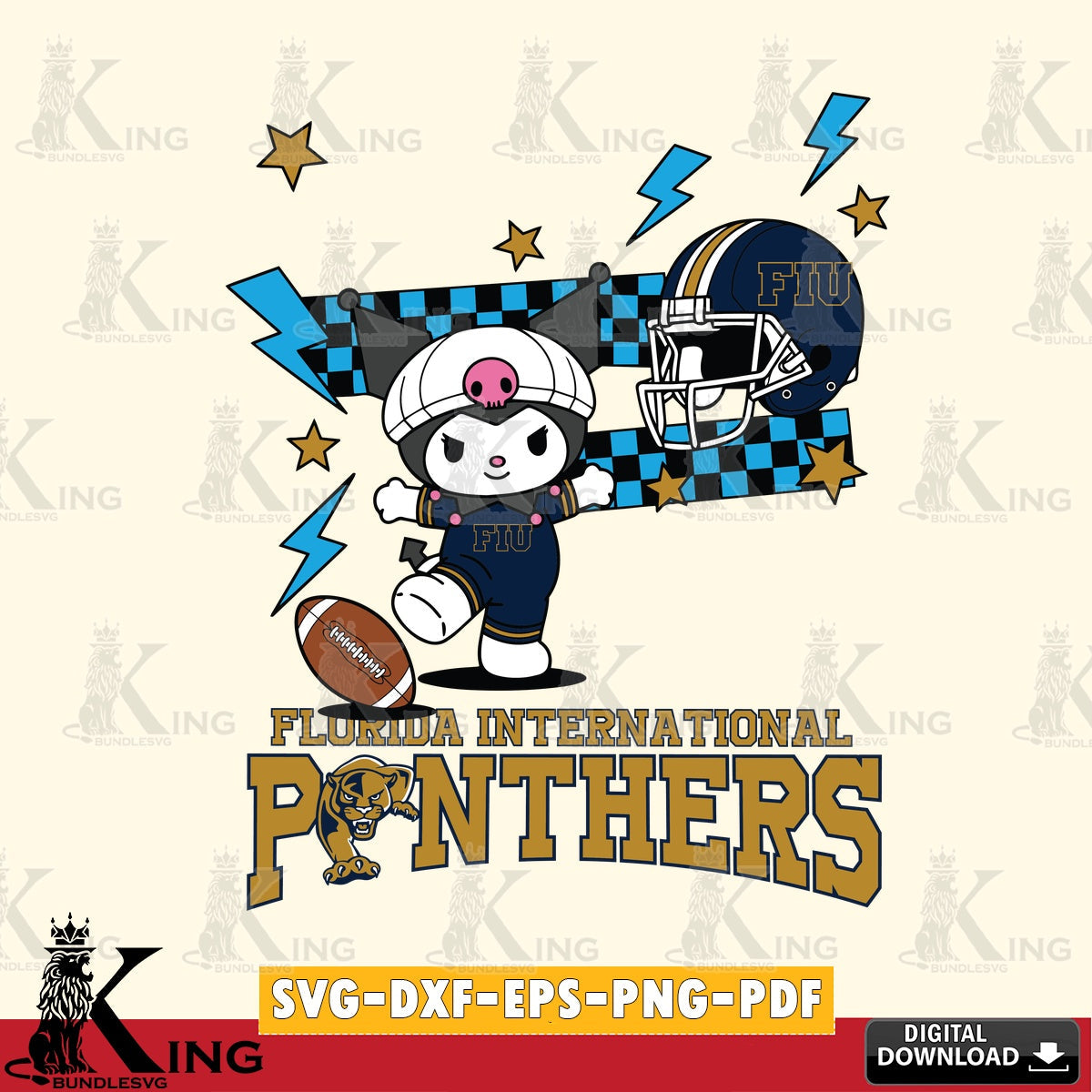Florida International Panthers Kuromi Game Day SVG file, Cricut, Cut file  , Digital Download , Instant Download, Sanrio svg, Clipart