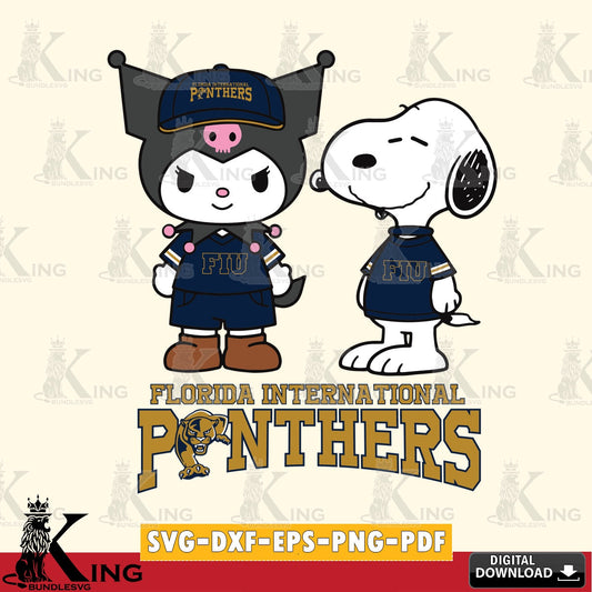 Florida International Panthers Kuromi Snoopy Football SVG file, Cricut, Cut file  , Digital Download , Instant Download, Sanrio svg, Clipart