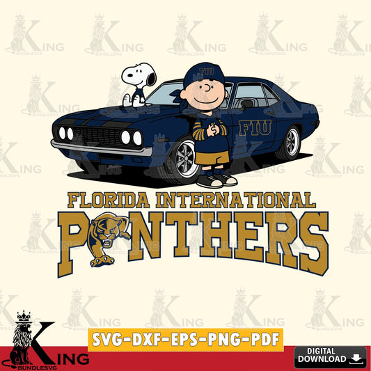 Florida International Panthers Peanuts Muscle Car SVG, Cricut, Cut file  , Digital Download , Instant Download, Peanuts svg, NCAA svg, Football svg, Sport svg