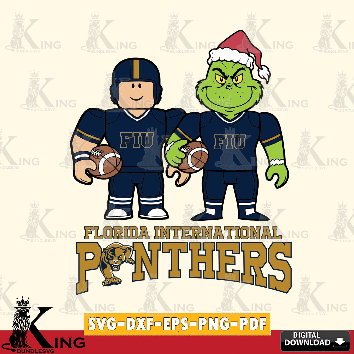 Florida International Panthers Roblox & Grinch Football SVG file , NCAA Cricut,  File cut , Digital Download , PDF File